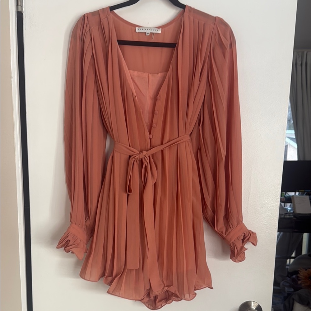 Flowy Coral Romper with Belt
